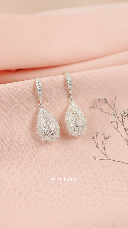 Arete filigrana gota colgante - Plata