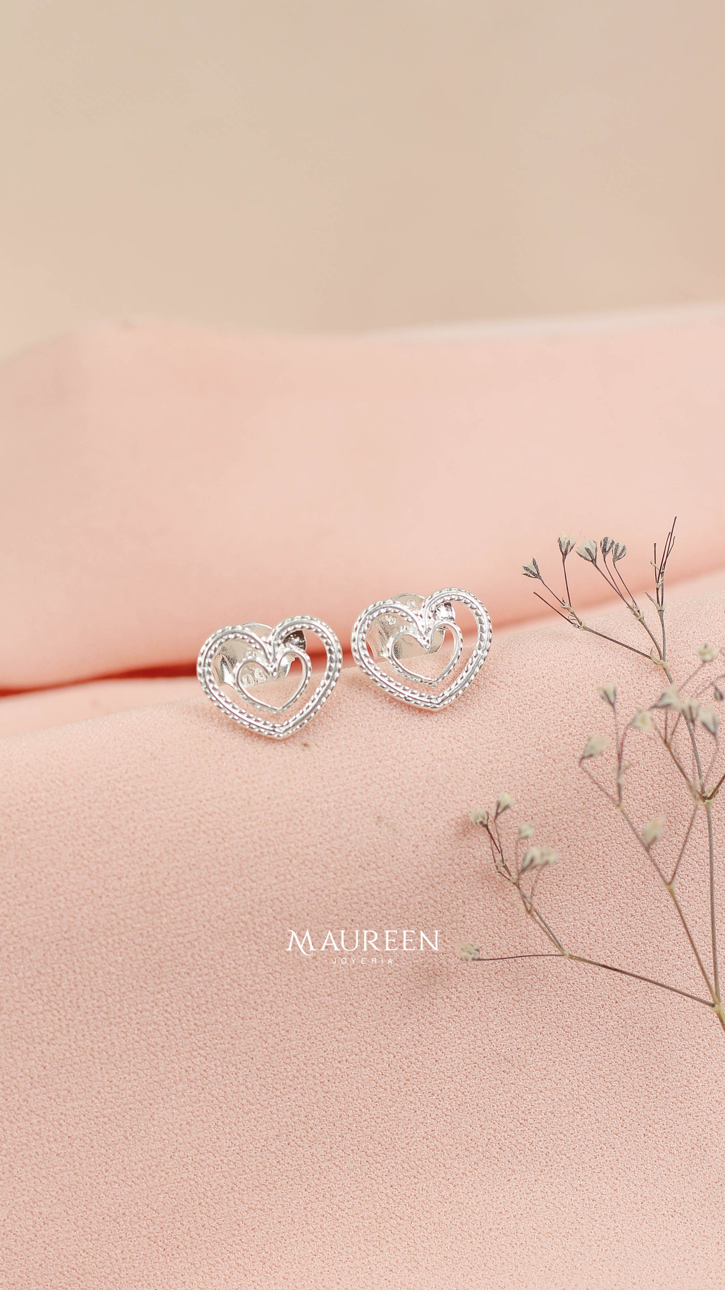 Arete filigrana corazón pegado - Plata