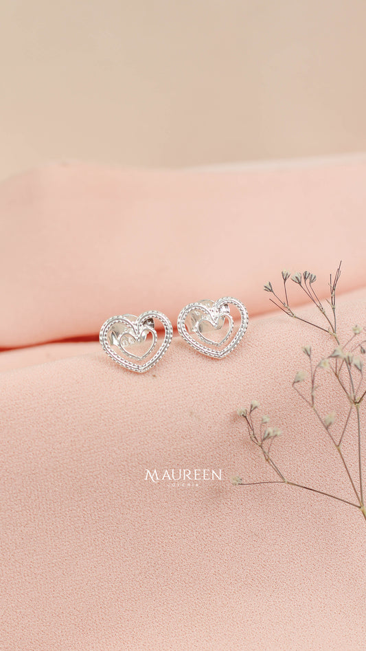 Arete filigrana corazón pegado - Plata