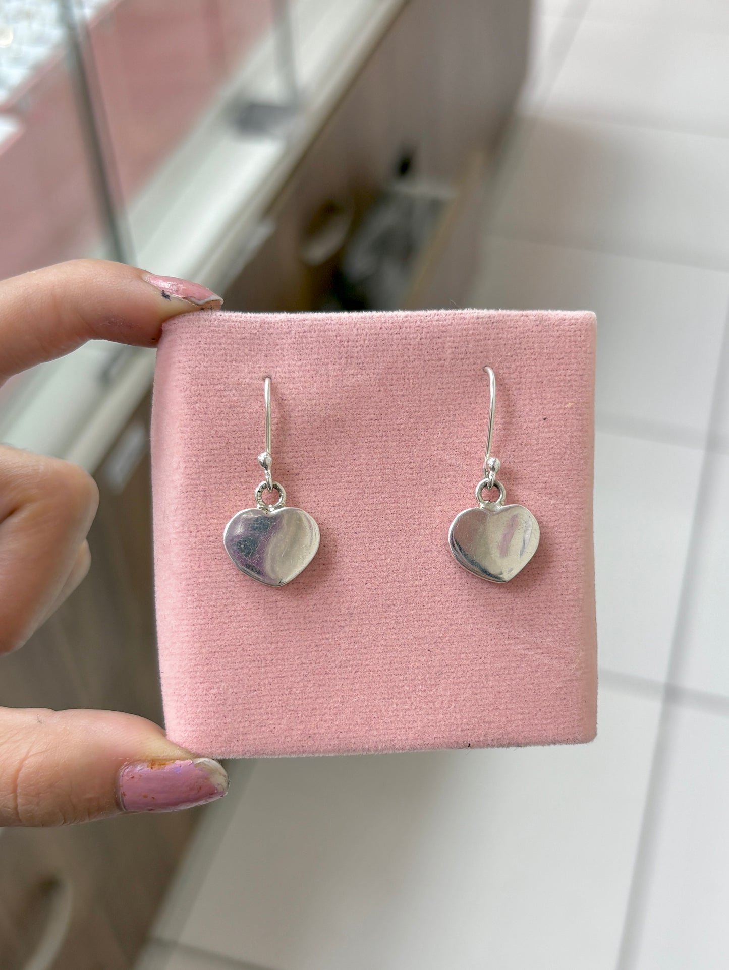 Arete corazon encajonado colgante - Plata