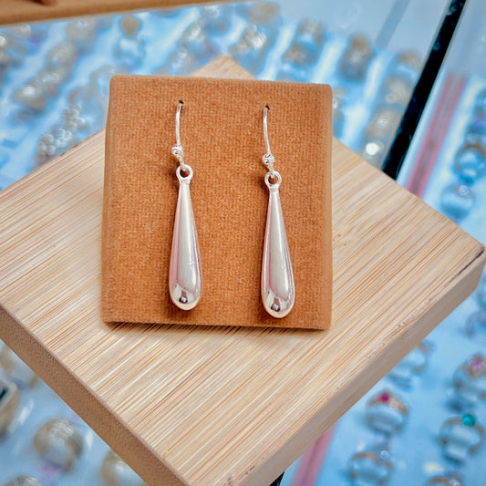 Arete gota larga colgante - plata