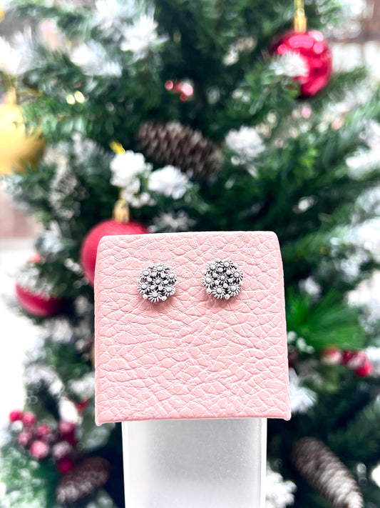 Arete filigrana flores pegado  - Plata quemada