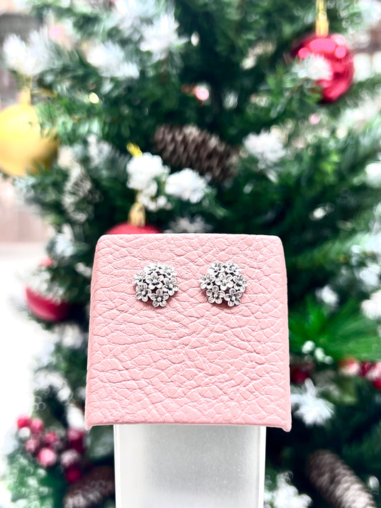 Arete filigrana flores pegado  - Plata quemada