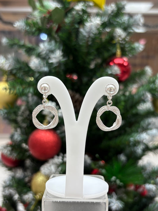 Arete filigrana circulos entorchados colgante poste - Plata