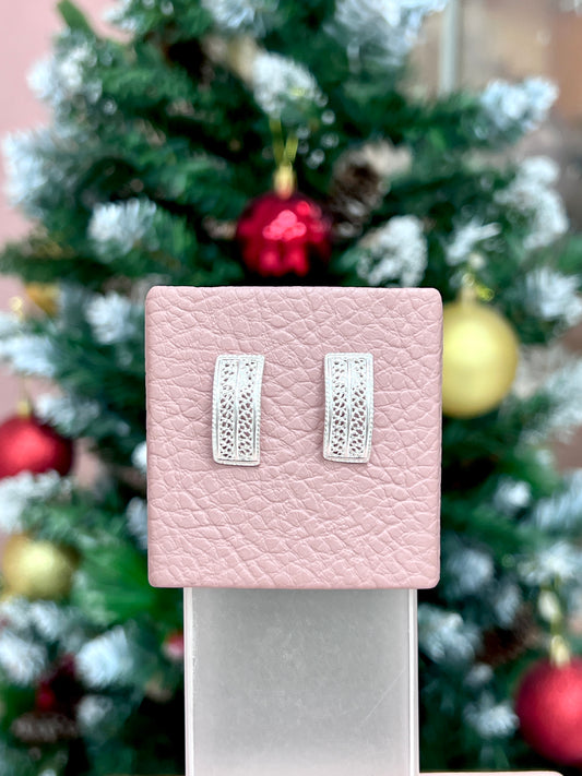 Arete filigrana rectangulo curvo poste - plata