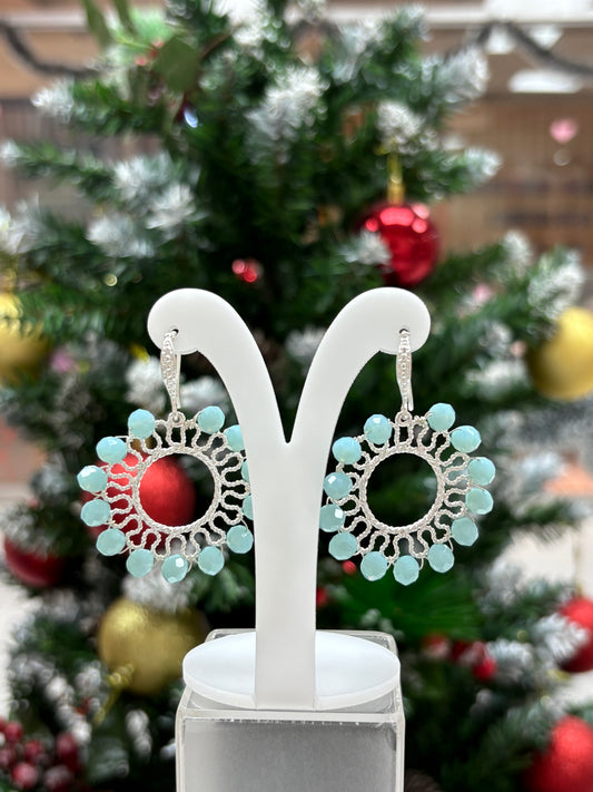 Arete filigrana  colgante trenzado con muranos - Plata