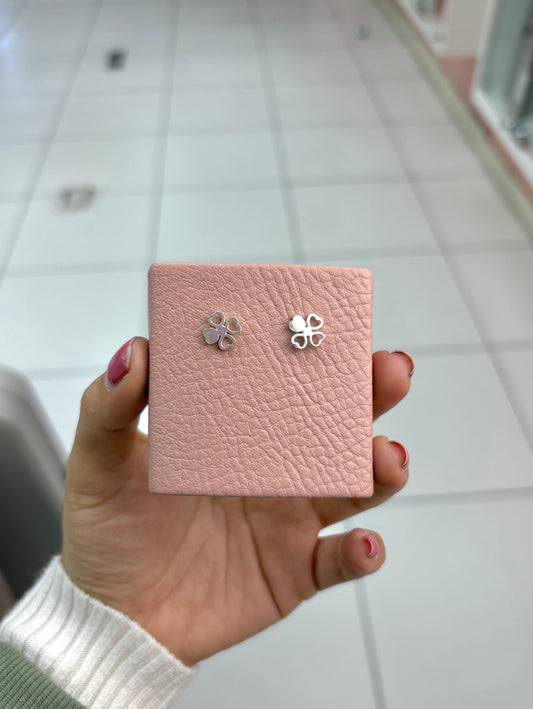 Arete trebol un petalo cadalado pegado - plata