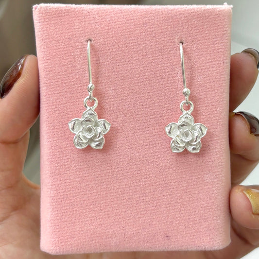 Arete flor doble nivel colgante - plata