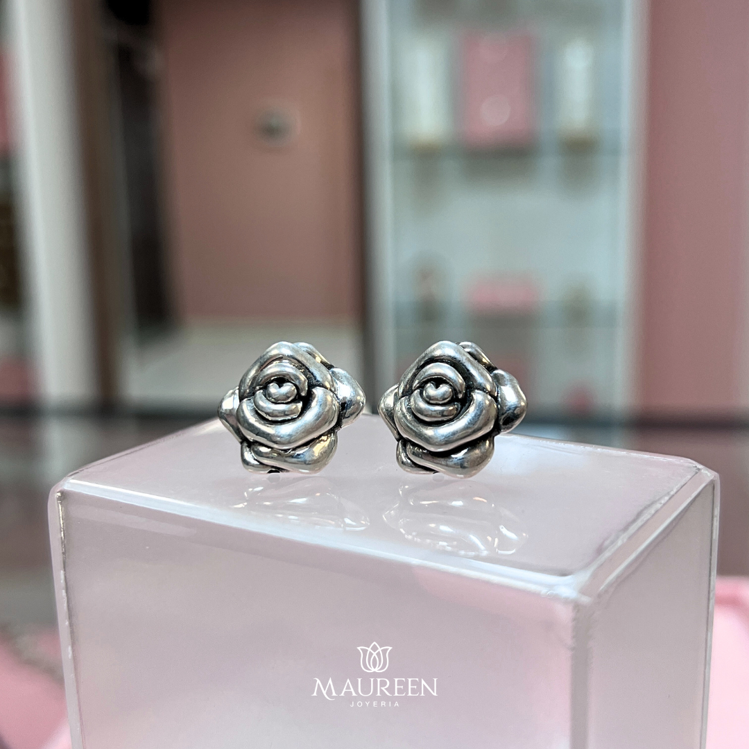 Arete rosa electroformatura plata quemada
