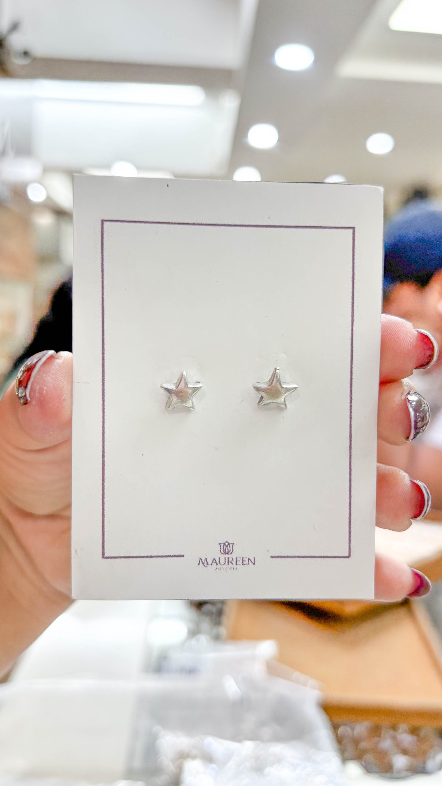 Arete pegado estrella bombacha plata quemada   -   Plata