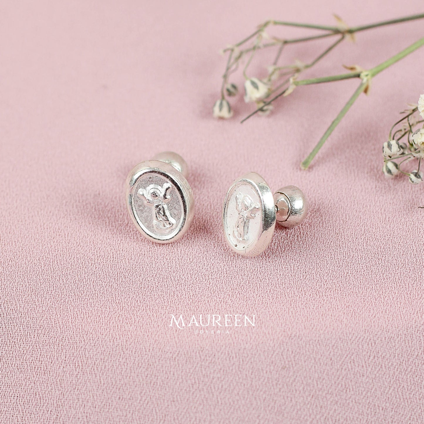 Arete tornillo Divino Niño - Plata