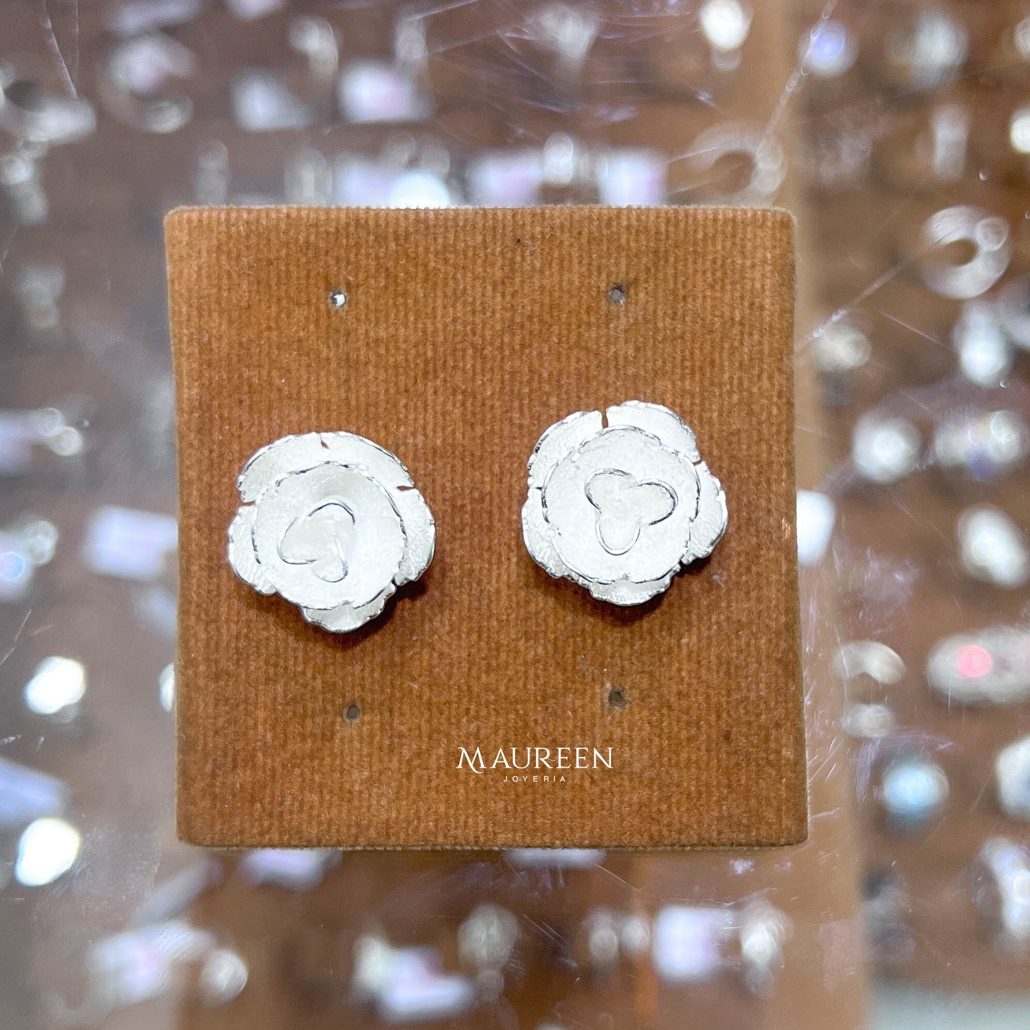 Arete rosa de papel - Plata