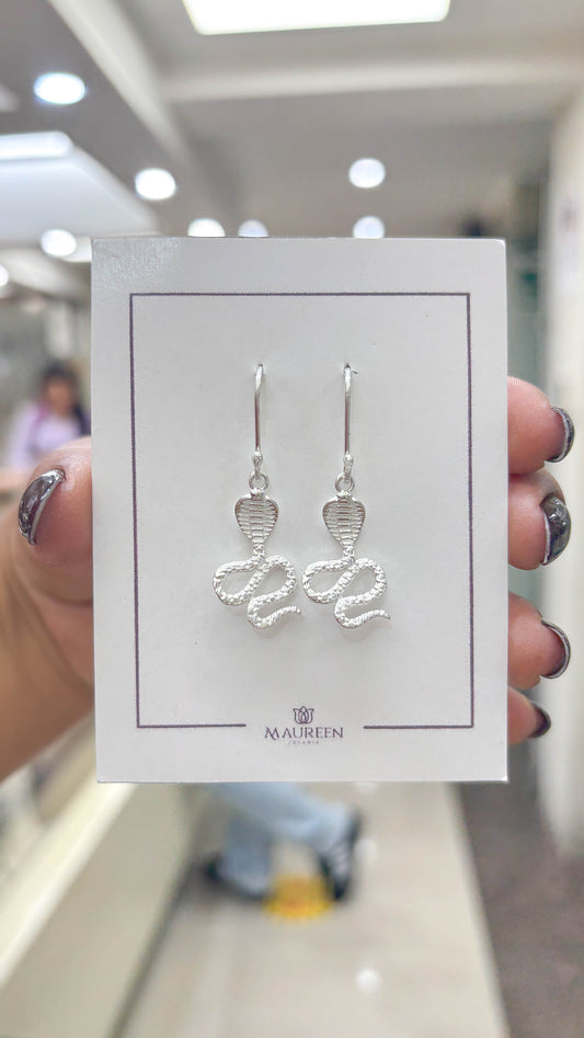 Arete cobra colgante - Plata