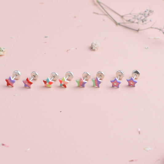 Arete estrella esmaltado - Plata