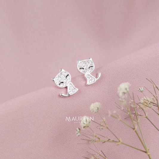 Arete gato delineado circones - Plata