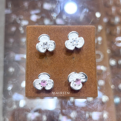 Arete flor tres petalos - Plata