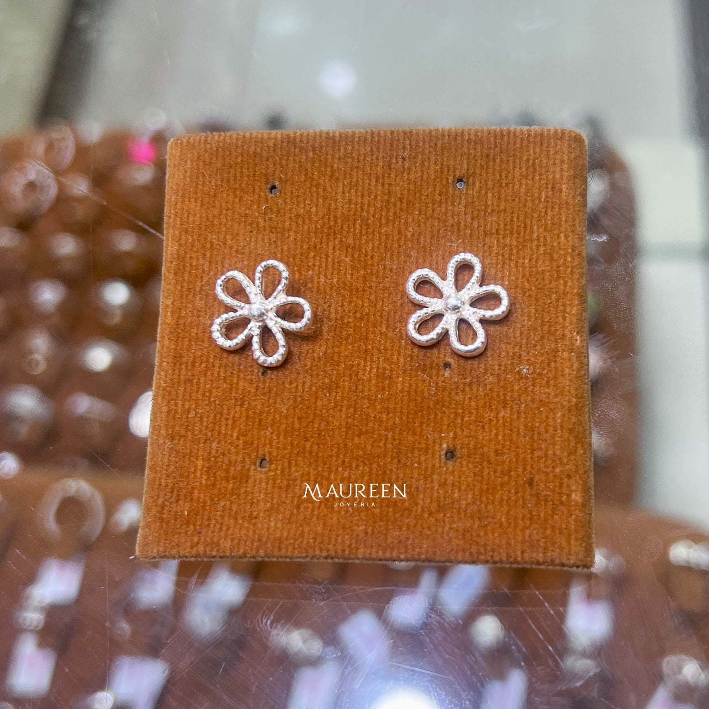 Arete flor calada - Plata