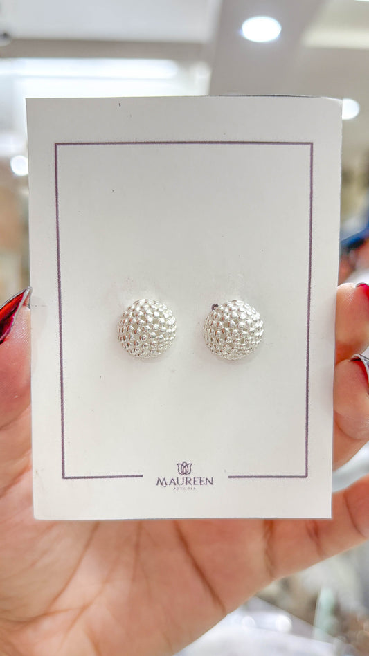 Arete bola con puntos - plata