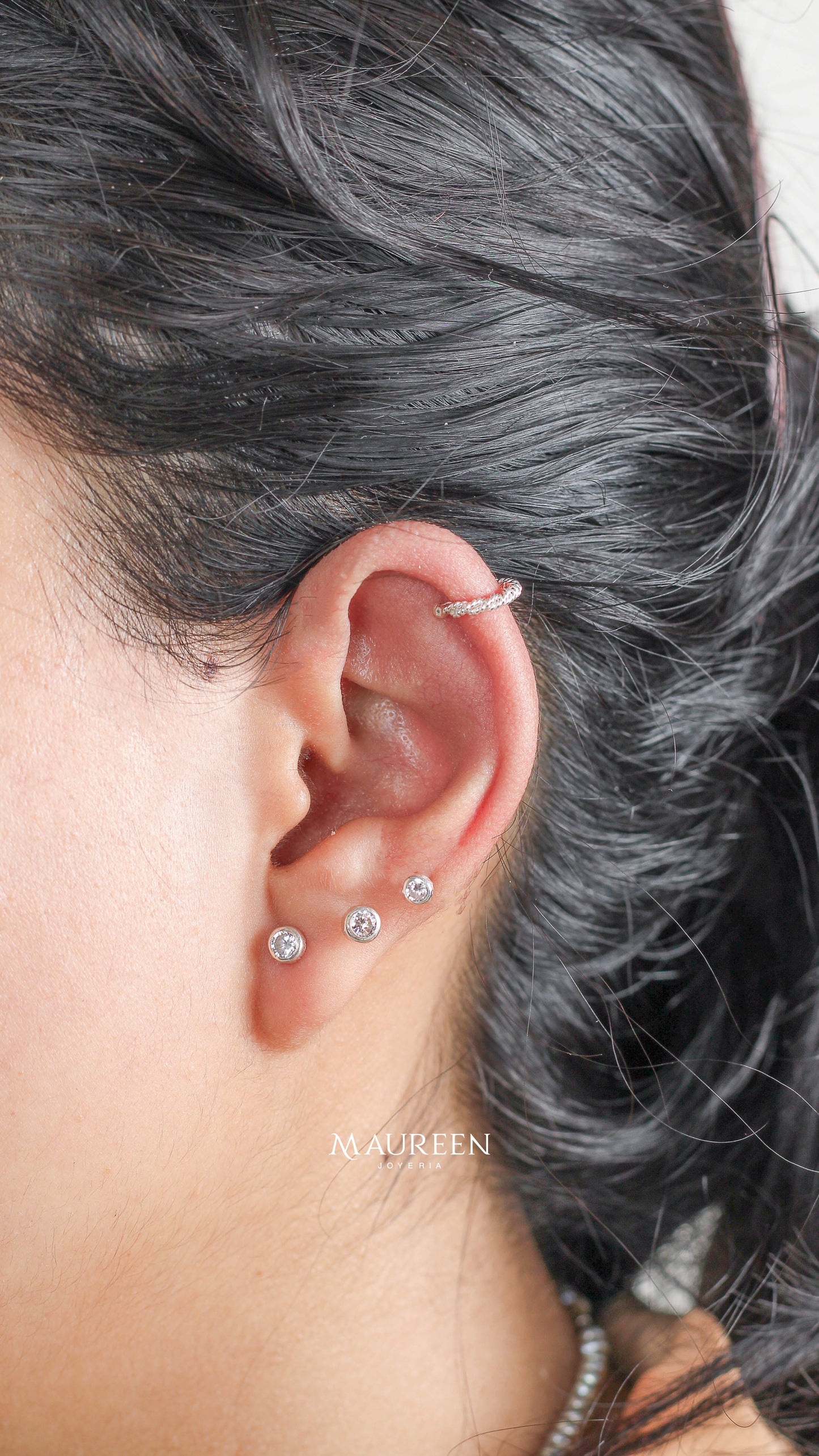 Arete earcuff trenzado - Plata