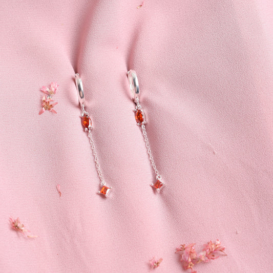Arete cuadrados huggies colgantes - Plata