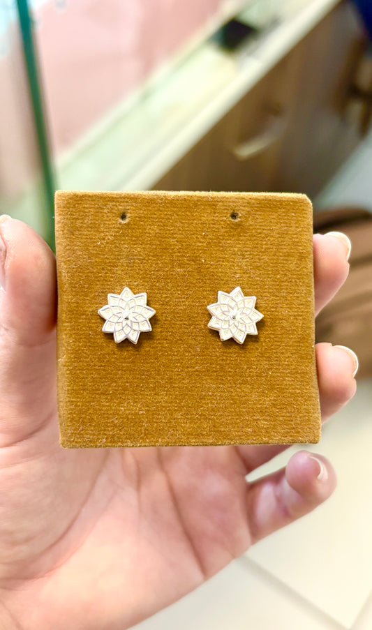 Arete flor mandala - plata