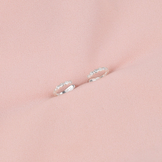 Arete piercing circulos con circon - Plata