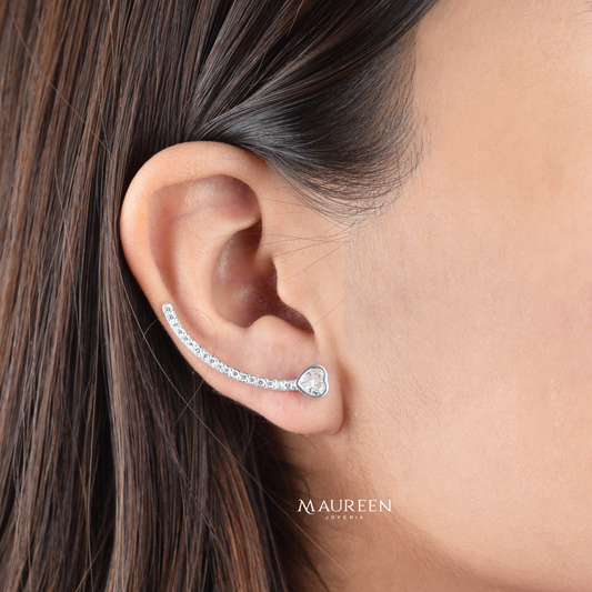 Arete trepador corazón - Plata