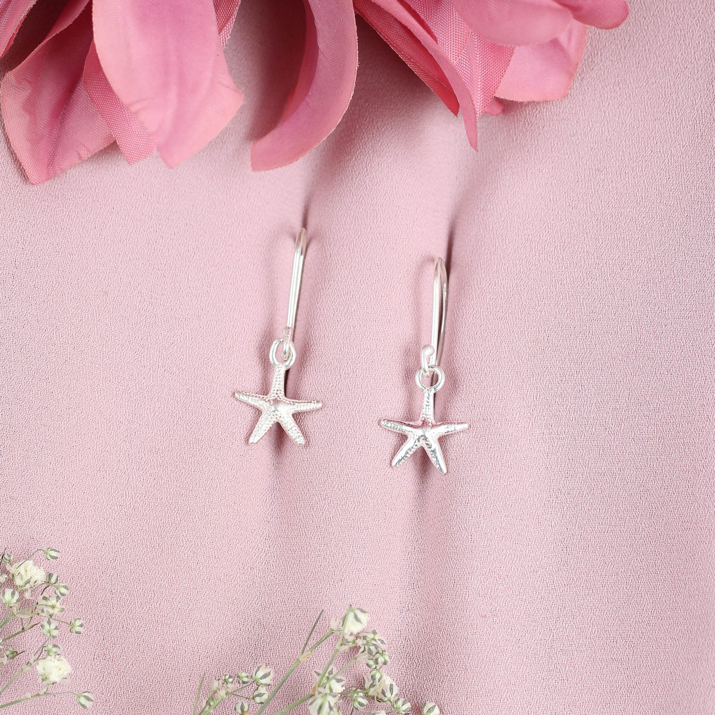 Arete estrella de mar pequela colgante - Plata