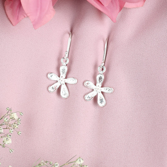 Arete flor 5 petalos separados - Plata