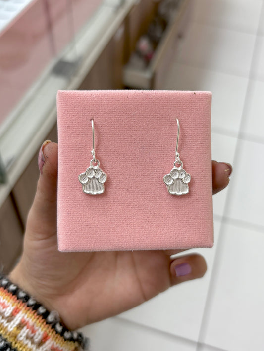 Arete huella rayas colgante- Plata