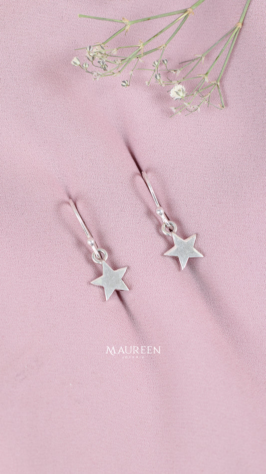 Arete colgante estrella plana - Plata