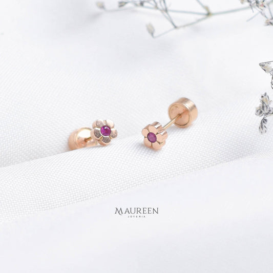 Arete abridor tambor flor - Oro