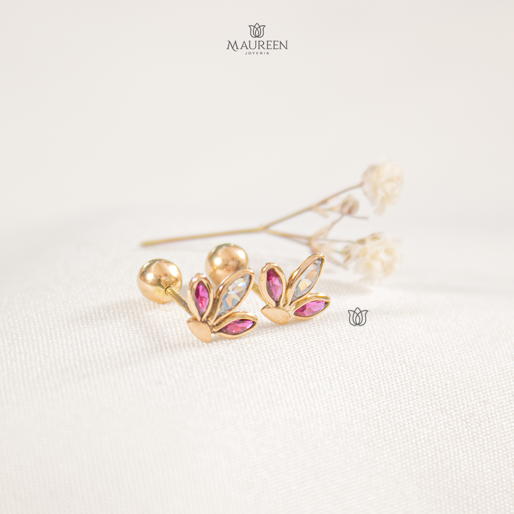 Arete tornillo flor - Oro