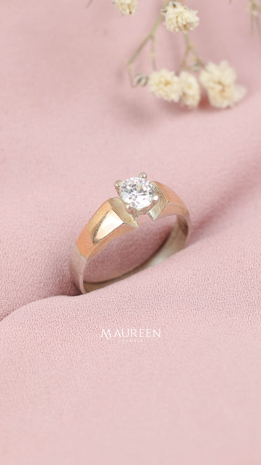 Anillo promesa solitario - Plata/Oro