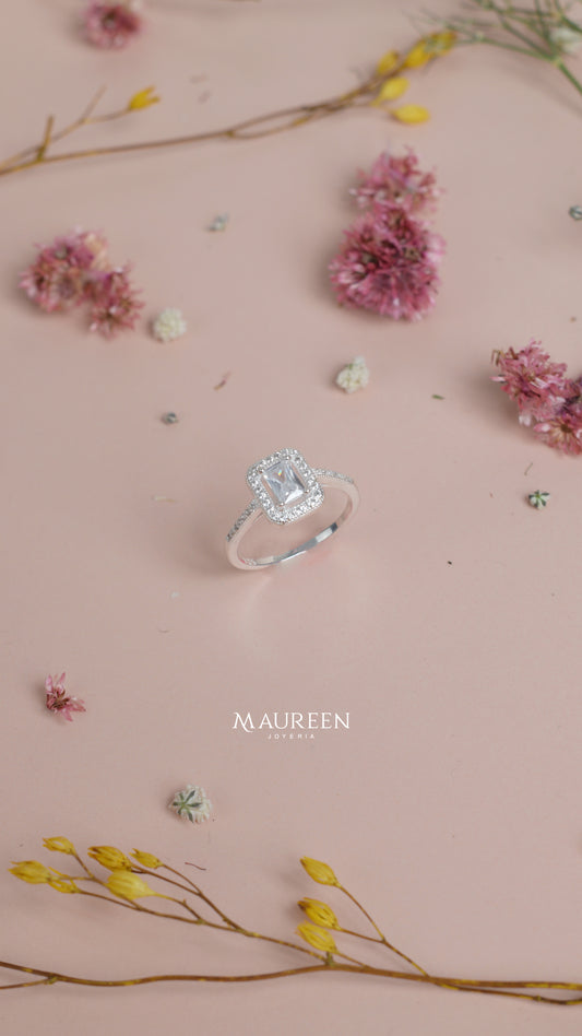 Anillo de compromiso rectangular - Plata