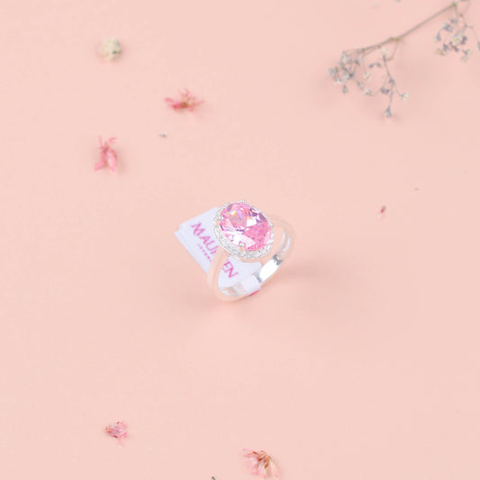 Anillo promesa ovalado rosa de francia  - Plata