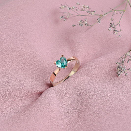 Anillo de promesa corazón piedra turquesa - Plata/Oro