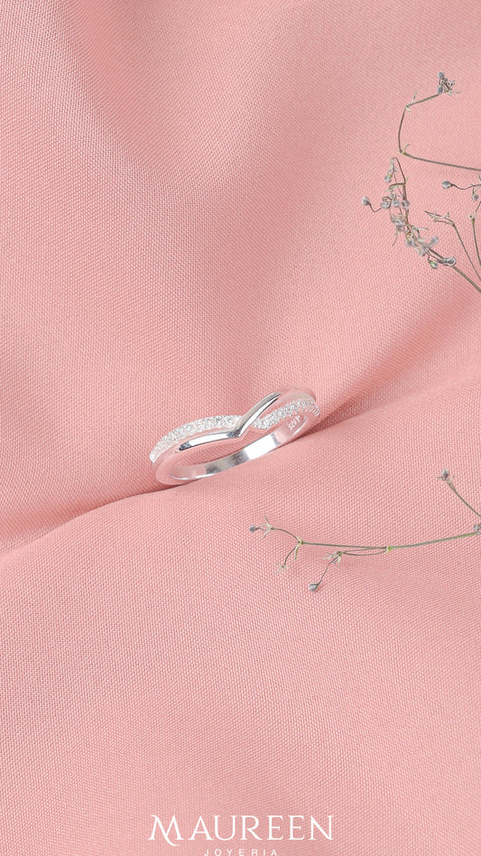 Anillo churumbela doble V  - Plata
