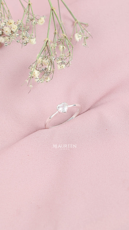 Anillo promesa corazon solitario  - Plata