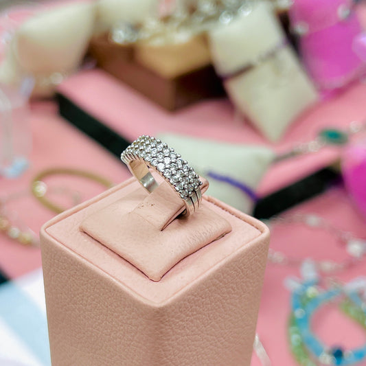 Anillo churumbela 3 filas circones - Plata