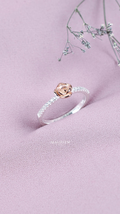 Anillo promesa rosa circones - Plata/Oro