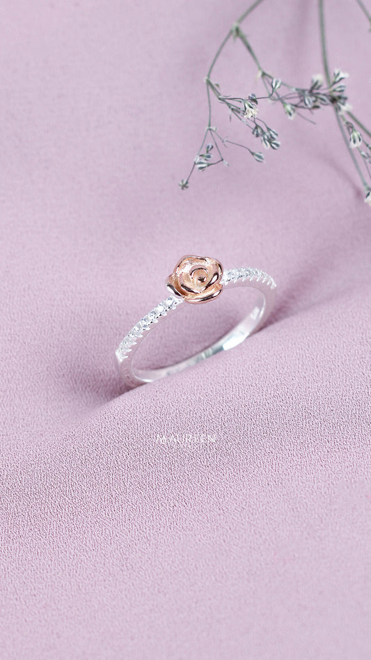 Anillo promesa rosa circones - Plata/Oro