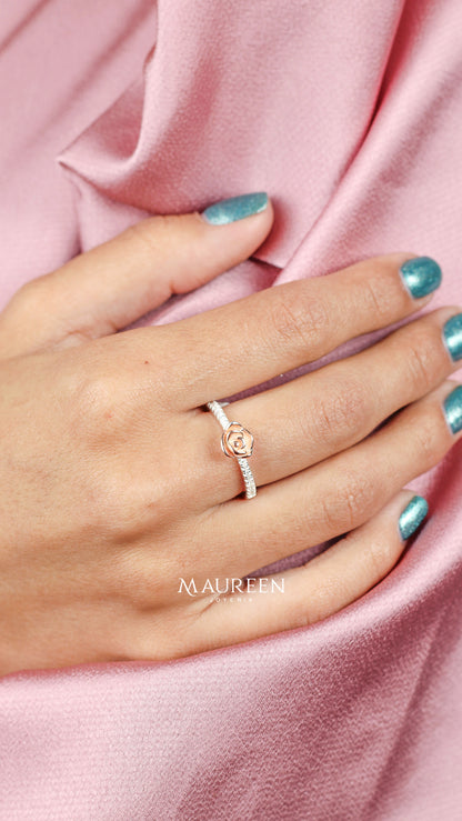 Anillo promesa rosa circones - Plata/Oro
