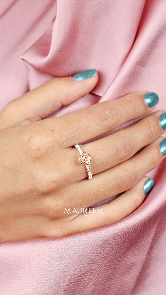 Anillo promesa rosa circones - Plata/Oro
