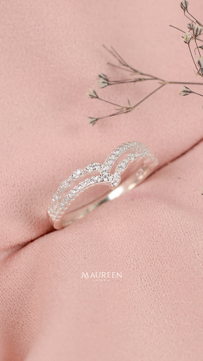 Anillo churumbela doble V - Plata