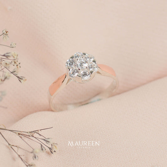 Anillo promesa flor plata/oro - Plata