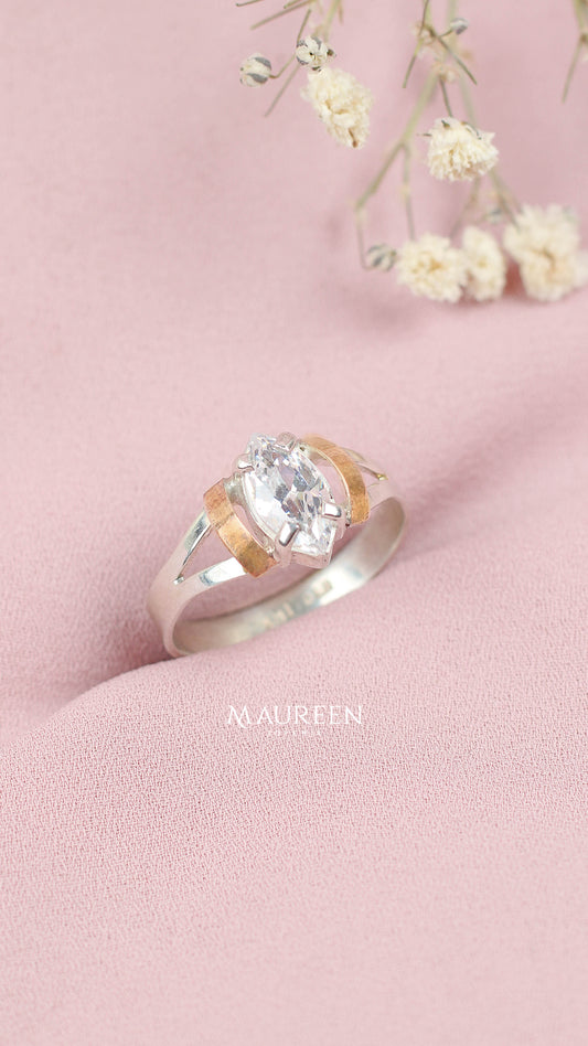 Anillo promesa gota - Plata/Oro