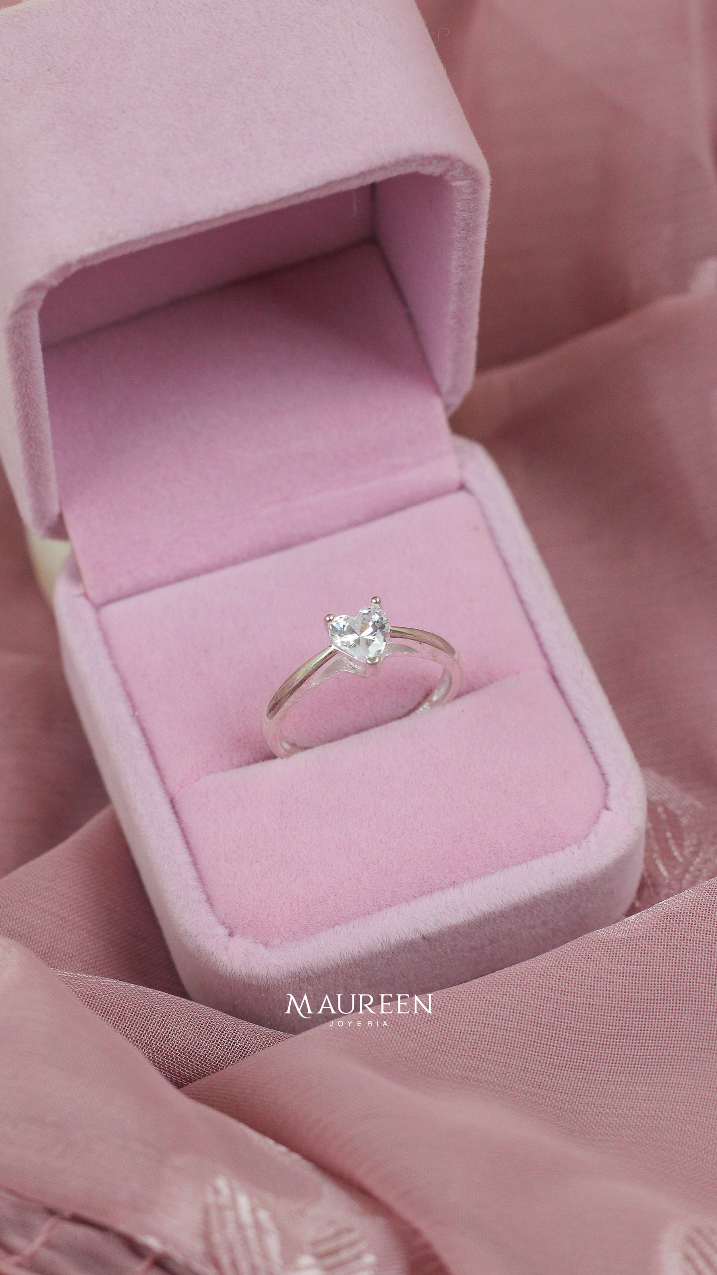 Anillo promesa corazon con circon - Plata