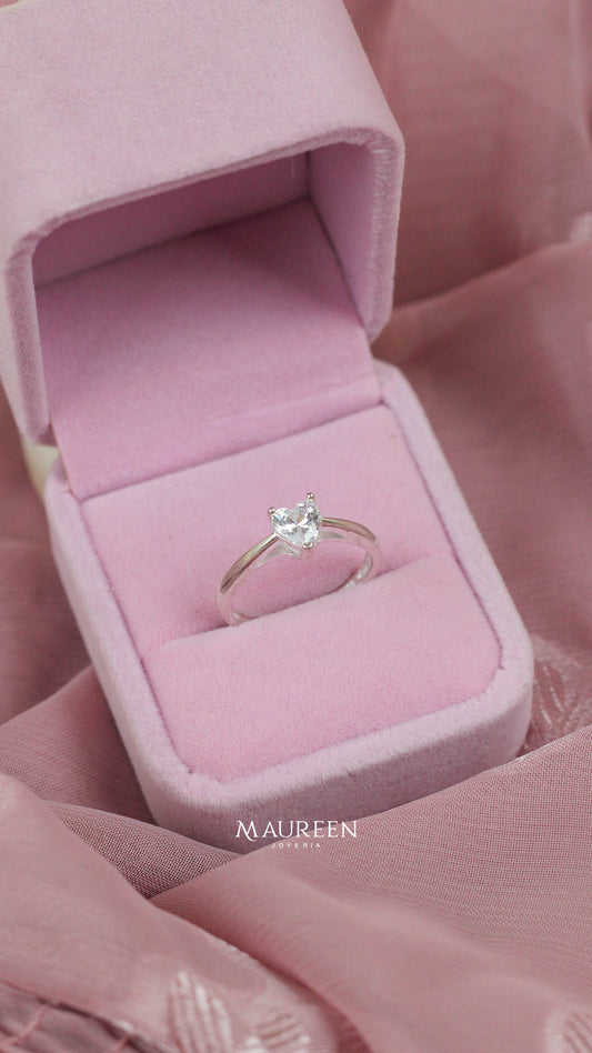 Anillo promesa corazon con circon - Plata