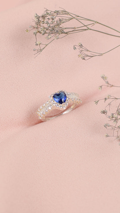 Anillo promesa corazon con mini circones - Plata